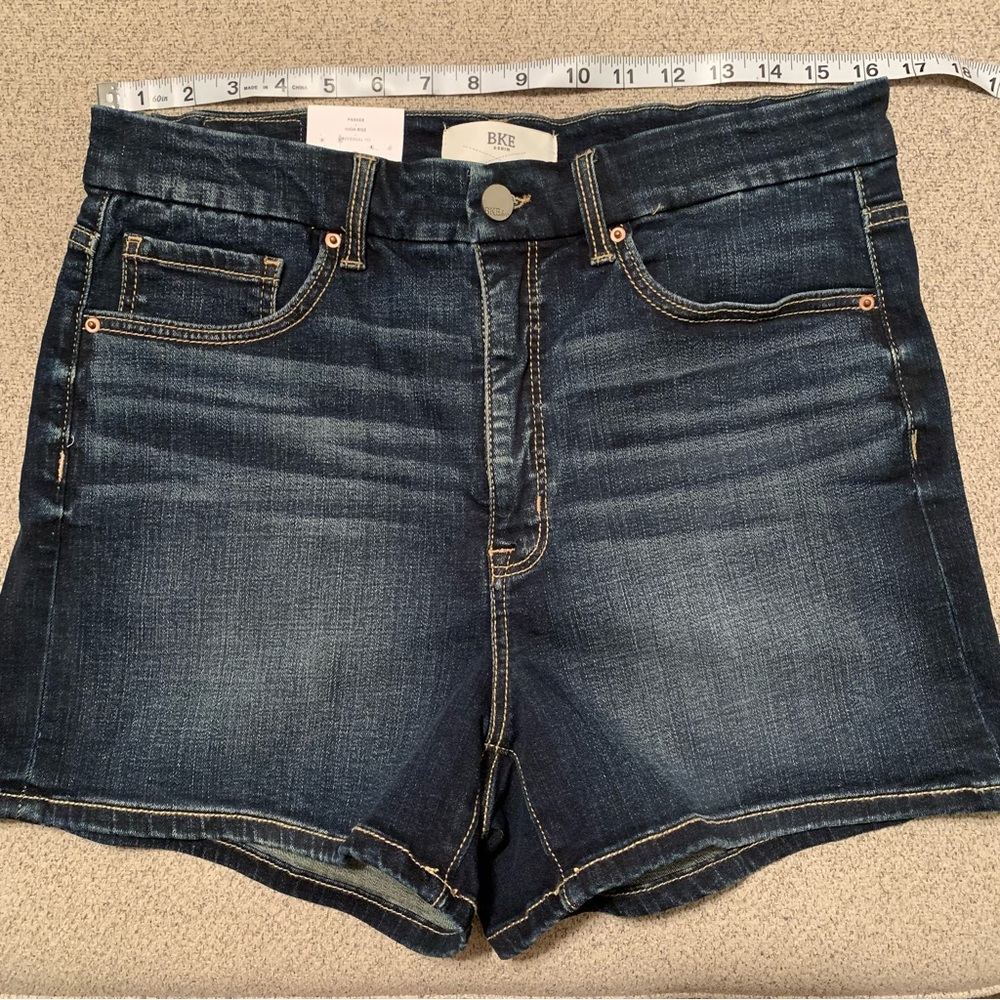 BKE Parker High Rise Blue Jean Shorts with Fitted Silhouette and Stretch - Picture 7 of 17